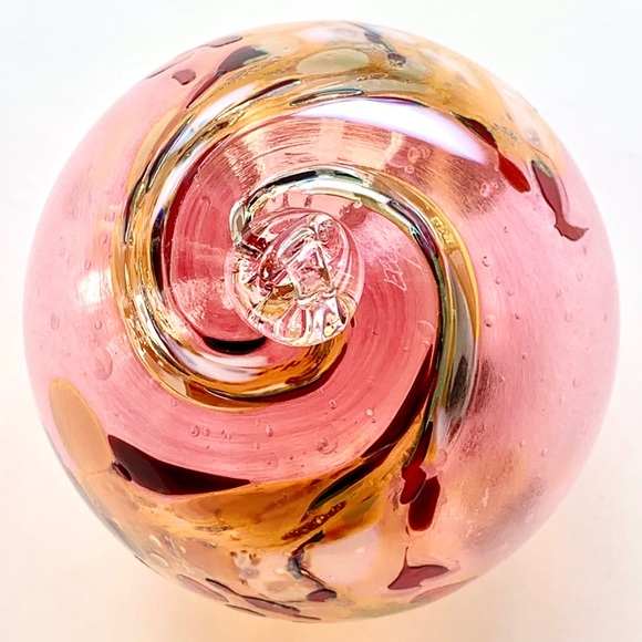 PINK GOLD SPECKLED EGG_HAND BLOWN GLASS ORNAMENT - Picture 7 of 16